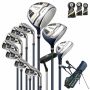 Set of 14 golf clubs with bags, assorted colors