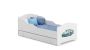 Children's bed Michas with drawer and mattress 144 cm x 75 cm x 63 cm, police car