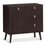 Storage box with 3 drawers and cabinet, adjustable shelf, brown