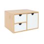 Hoiukarp Relaxdays 10051360_49, 3 sahtlit, Valge/pruun, 25 × 15 × 20 cm