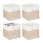 Hoiukorvide komplekt Relaxdays, 4 tk, Beež/valge, 33 × 33 × 33 cm