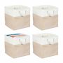 Hoiukorvide komplekt Relaxdays, 4 tk, Beež/valge, 30 × 30 × 30 cm