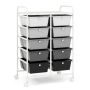 Storage trolley, 10 drawers, Black, 65.5 × 87 × 37 cm