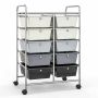 Storage trolley, 10 drawers, Sand/grey, 66.04 × 86.36 × 36.83 cm