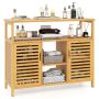 Painted bamboo bathroom cabinet with shelves and doors, 2 spaces