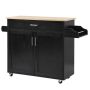 Kitchen island on casters 116x40x85cm., black/light brown