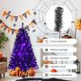 Artificial Christmas Tree, 180 Purple LED Lights, Black