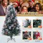 Artificial Christmas tree, 63 LEDs, 8 modes, 24 pine cones, 24 berries, Green/white, 80 × 180 cm