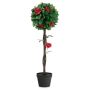 Artificial camellia tree, 12 flowers, Red/green, 92 × 22 × 24 cm