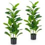 Artificial Fig Leaf Plant Set, 2 pcs, Green