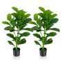 Artificial fig tree leaf plant set, 2 pcs, Green