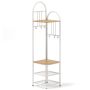 Clothes rack, corner, 6 hooks and shoe bench, 42 × 180 × 42 cm