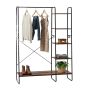 Riidenagi Relaxdays 10052105_1509, 6 liigutatavat konksu, pruun/must, 120 × 160 × 45 cm