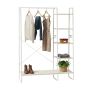 Riidenagi Relaxdays 10052105_1510, 6 liigutatavat konksu, valge/pruun, 120 × 160 × 45 cm