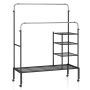 Clothes rack, 2 hanging rods, 134.62 × 163.83 × 53.34 cm