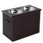 Bowls with stand PawHut 60x30x41cm., dark brown/silver color