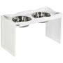 Bowls with stand PawHut 63x30x38cm., white/silver color