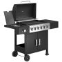 Gaasigrill, ratastega, Must, 135 × 101 × 51 cm
