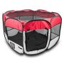 Foldable dog playpen, beige/red