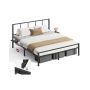Kaheinimesevoodi raam VASAGLE RMB195B01, 160 × 200 cm, Must, 207,6 × 87 × 161 cm