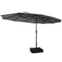 Double-sided canopy 4.5 m with manual mechanism and sandbags, gray