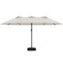 Double-sided patio umbrella, with base, Sand, 464 × 286 × 248 cm