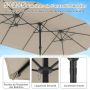 Double-sided patio umbrella, with weighted base, Sand, 470 × 261 × 285 cm