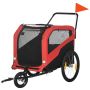 PawHut bicycle trailer for pets 170x77x90cm., black/red