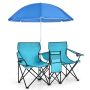 Two-seater tourist chair, with umbrella, 160 × 118–178 × 56 cm