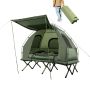 Camping folding bed 193x70x18cm., dark green/black