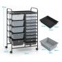 Trolley with drawers 63x37x87cm., black/gray
