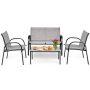 4-piece garden furniture set, grey/black