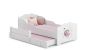 Children's double bed Anna with mattress and safety barrier 164x85x63 / 145x80x15cm, princess with moon