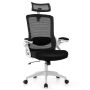 Ergonomic office chair with adjustable lumbar support, white