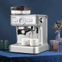 Espresso coffee machine, with grinder, silver color, 34 × 38 × 33 cm