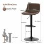 Set of 2 bar stools 47.5x43x105cm., brown/black