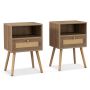 Set of 2 bedside tables 40x30x60.5cm, brown/light brown