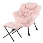 Armchair with footstool, pink/black