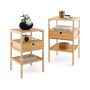 Set of 2 bedside tables 40x40x68cm, light brown
