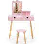 Children's dressing table with stool, pink/light brown