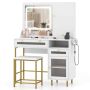 Dressing table with stool 96x39x135.5cm., white/gold color