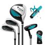 Set of 3 golf clubs with bags, assorted colors