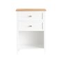Bedside table 40x30x60cm., white/light brown