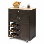 Kitchen island on casters 86x67x37cm., dark brown/light brown color