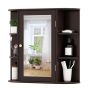 Bathroom wall cabinet with mirror 65x17x64cm., dark brown