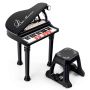 Children's toy piano with chair, black/white