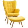 Armchair with footstool Homcom, yellow/light brown