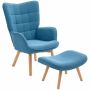 Armchair with footstool Homcom, blue/light brown