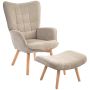 Armchair with footstool Homcom, light brown