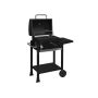 Grill on wheels with thermometer, black